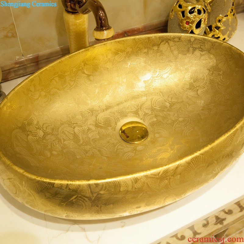 Koh larn, qi stage basin ceramic lavabo gold-plated lavatory basin of elliptic toilet art restoring ancient ways roses