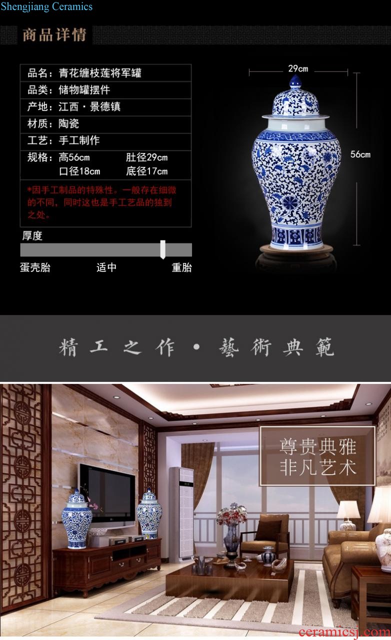 Jingdezhen ceramics hand-painted vases furnishing articles sitting room of Chinese style household wine porch TV ark adornment arranging flowers