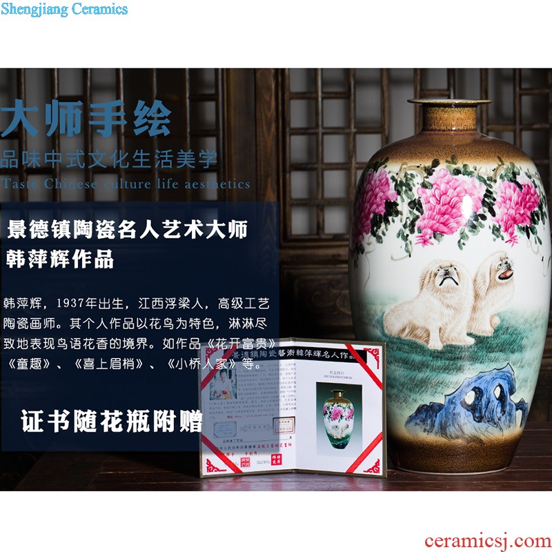 Jingdezhen ceramic floor big vase archaize hand-carved yueyang sitting room adornment is placed opening gifts