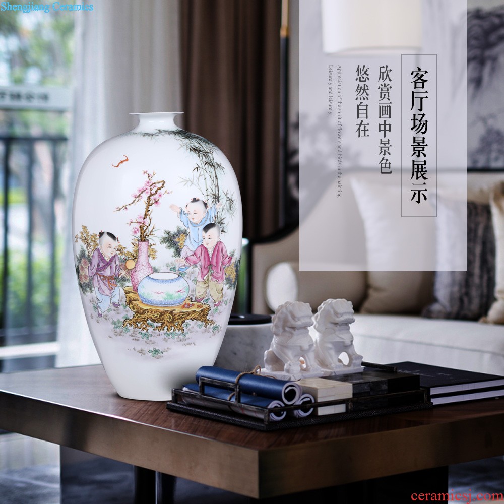 Jingdezhen ceramics furnishing articles Qiu Songxia hand-painted springs at the sitting room porch decoration of Chinese style household vase