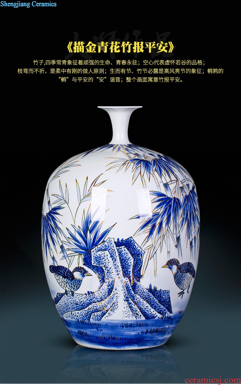 Jingdezhen ceramics hand-painted color ink landscape painting of large vase sitting room place hotel css0 ornament