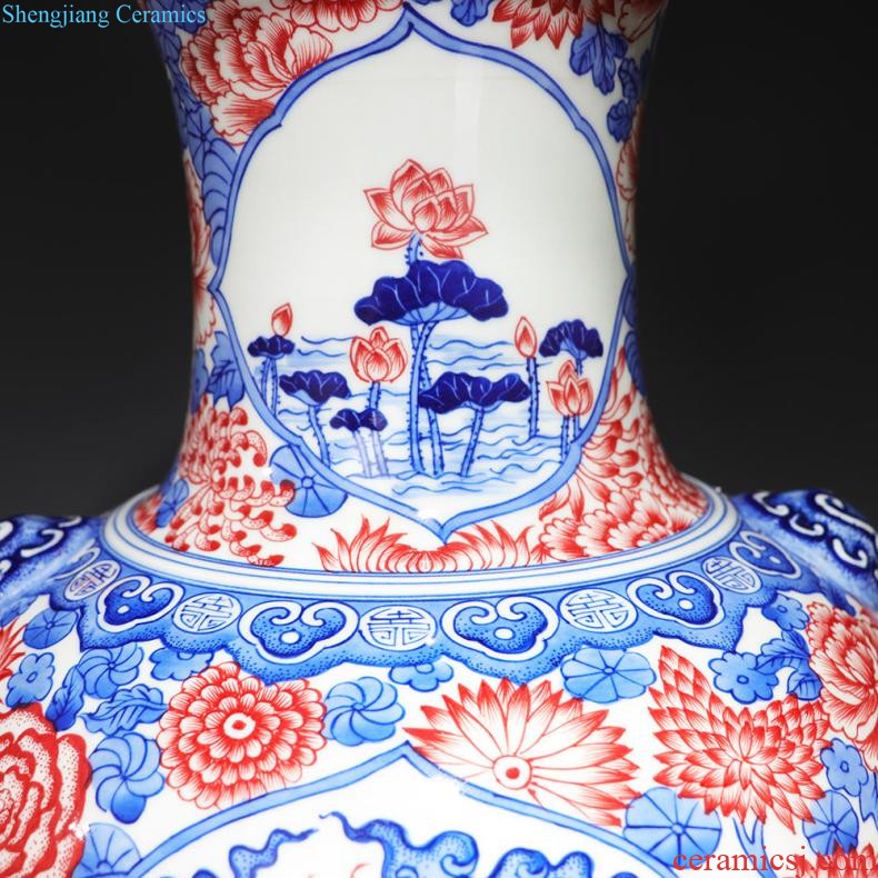 Jingdezhen ceramics and exquisite knife clay under the green glaze hand-painted color vases, flower arranging flowers is contemporary and contracted sitting room