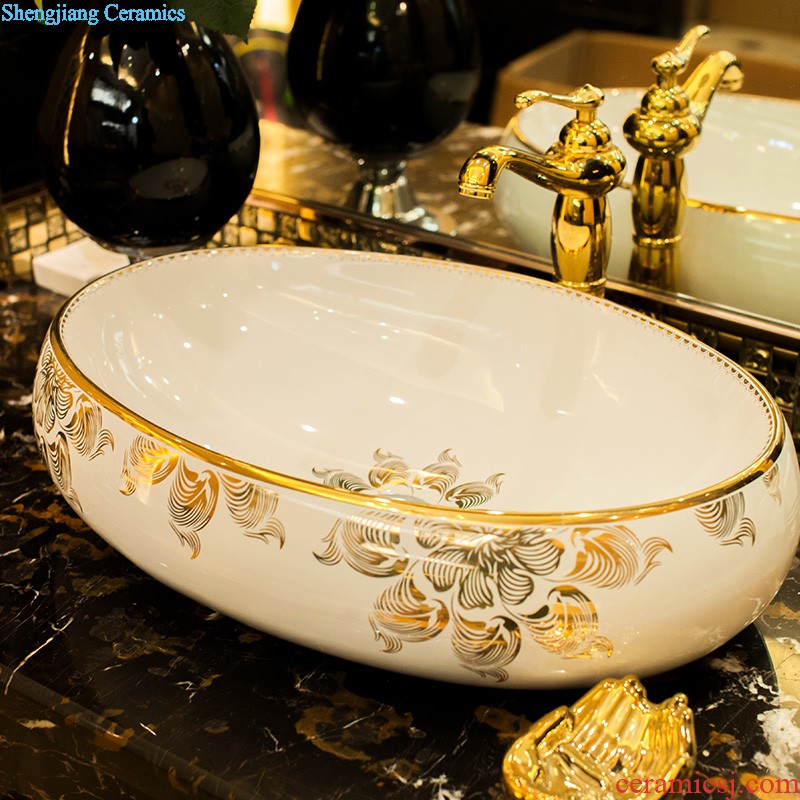 Koh larn, qi stage basin to jingdezhen ceramic lavabo that defend bath lavatory basin art boat form gold peony