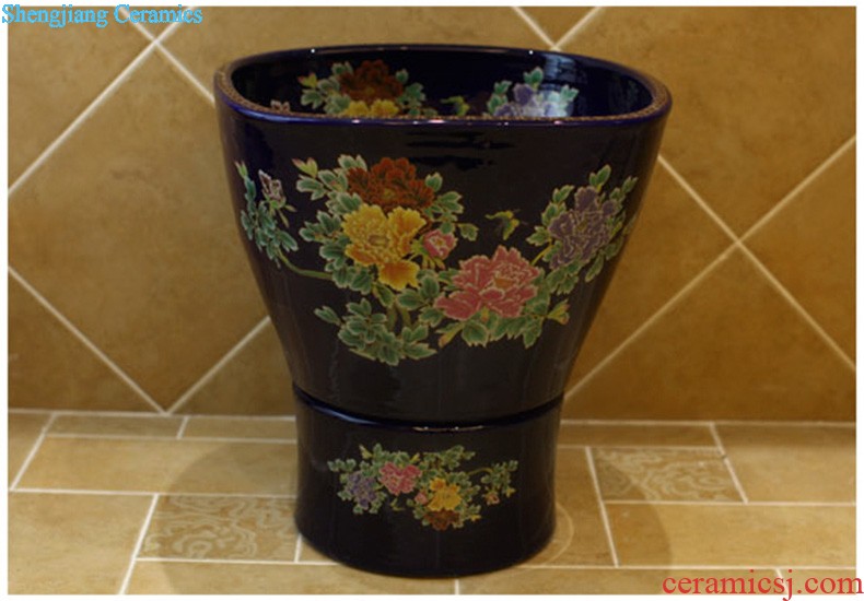 Koh larn, qi ceramic sanitary ware of toilet stage basin sink toilet lavatory basin hand-painted plum blossom