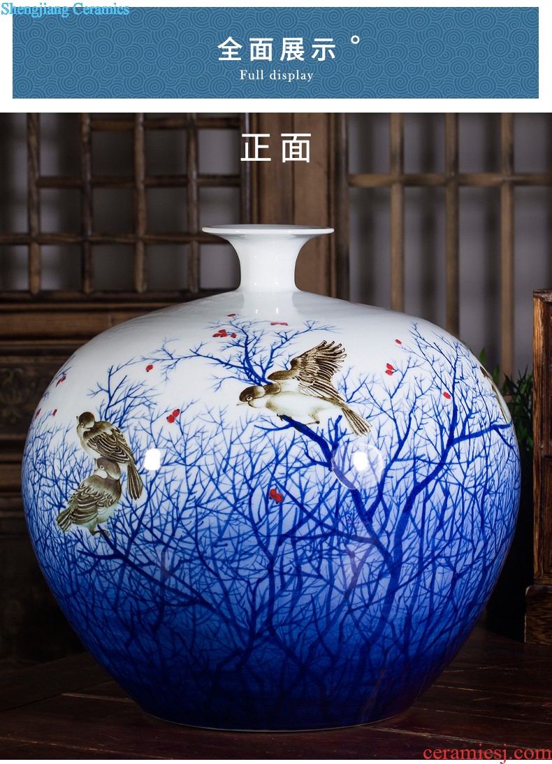 Famous master of jingdezhen ceramics hand-painted gold rat blue and white porcelain vase prosperous wealth sitting room adornment handicraft furnishing articles