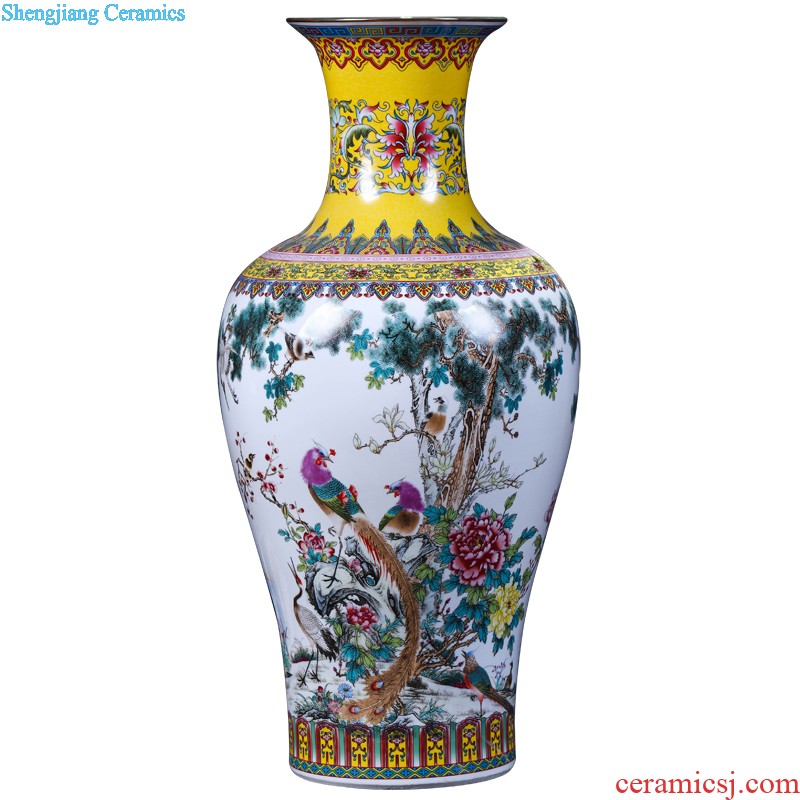 Jingdezhen ceramic glaze crystal crystal red peony vase of large modern home sitting room handicraft decorative furnishing articles