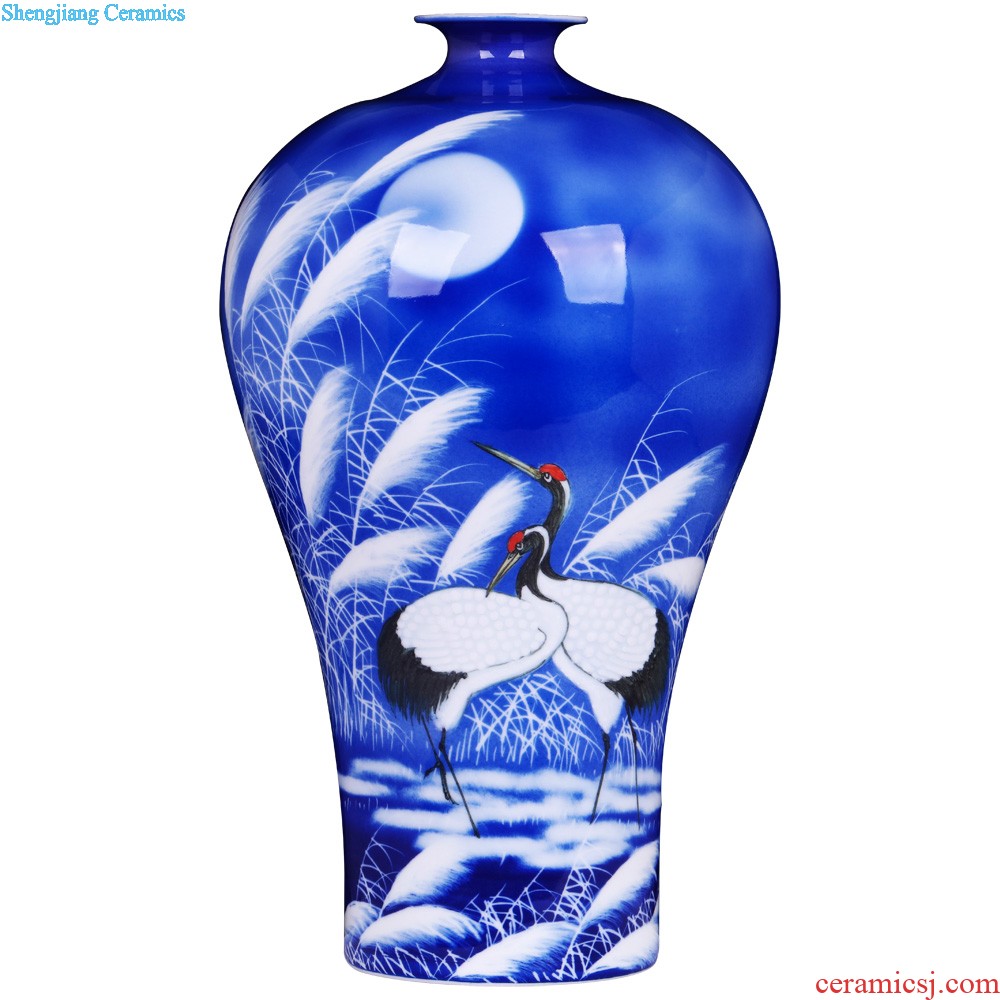 Jingdezhen blue and white porcelain vases, pottery and porcelain hand-painted scenery figure large arranging flowers Chinese style household act the role ofing is tasted arts and crafts