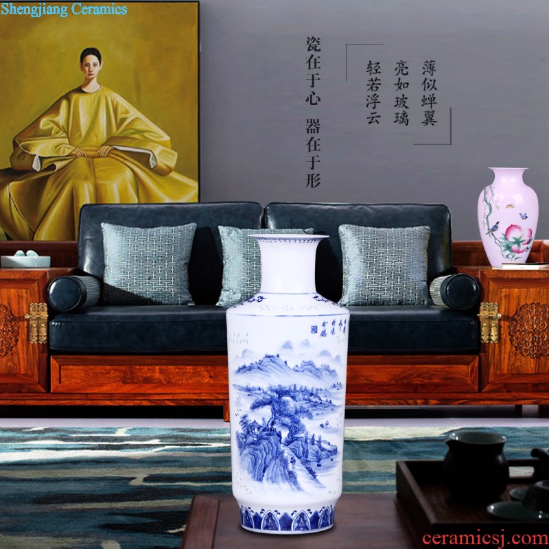 Jingdezhen ceramics furnishing articles Famous hand-painted thin foetus vase spring in his sitting room of Chinese style household ornaments