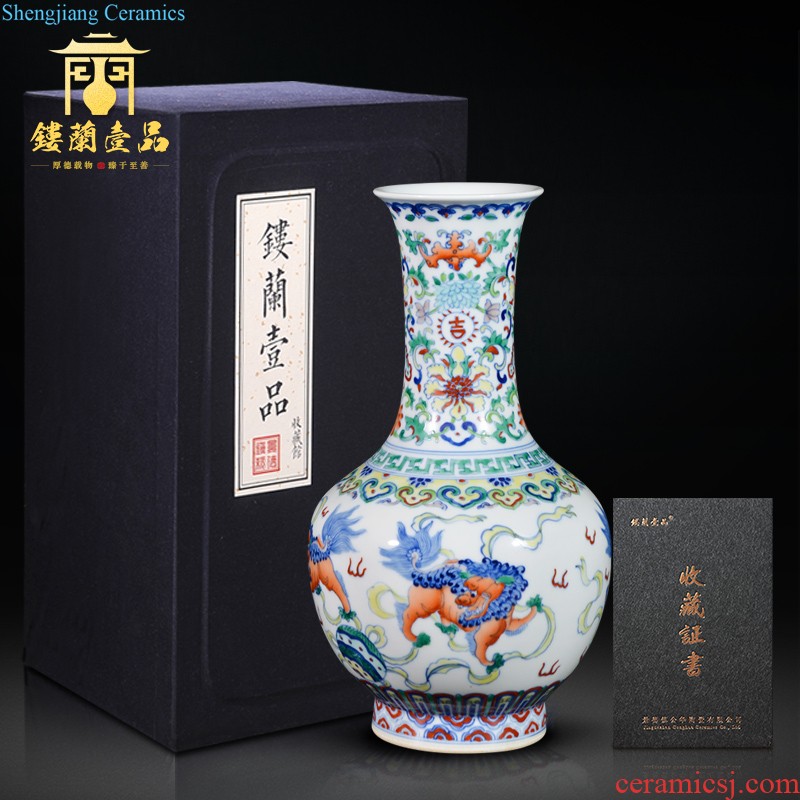 New Chinese style of jingdezhen ceramics powder enamel hand-painted big vase furnishing articles flower arranging home sitting room decoration decoration process