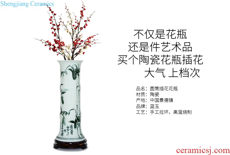 Jingdezhen ceramic blue and white porcelain vase furnishing articles sitting room of Chinese style restoring ancient ways is the dried flower arrangement home home decoration