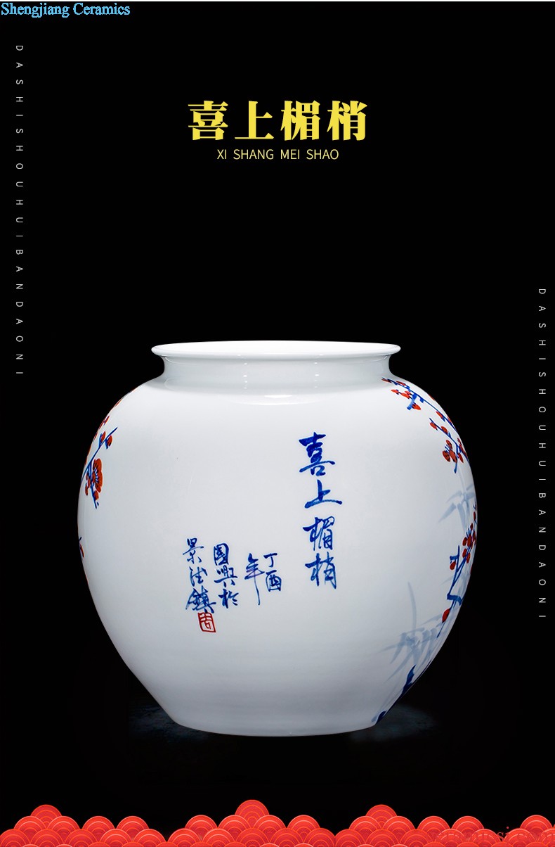 E150 jingdezhen ceramics all hand painted lotus lotus rhyme quiver of large vases, home furnishing articles adornment