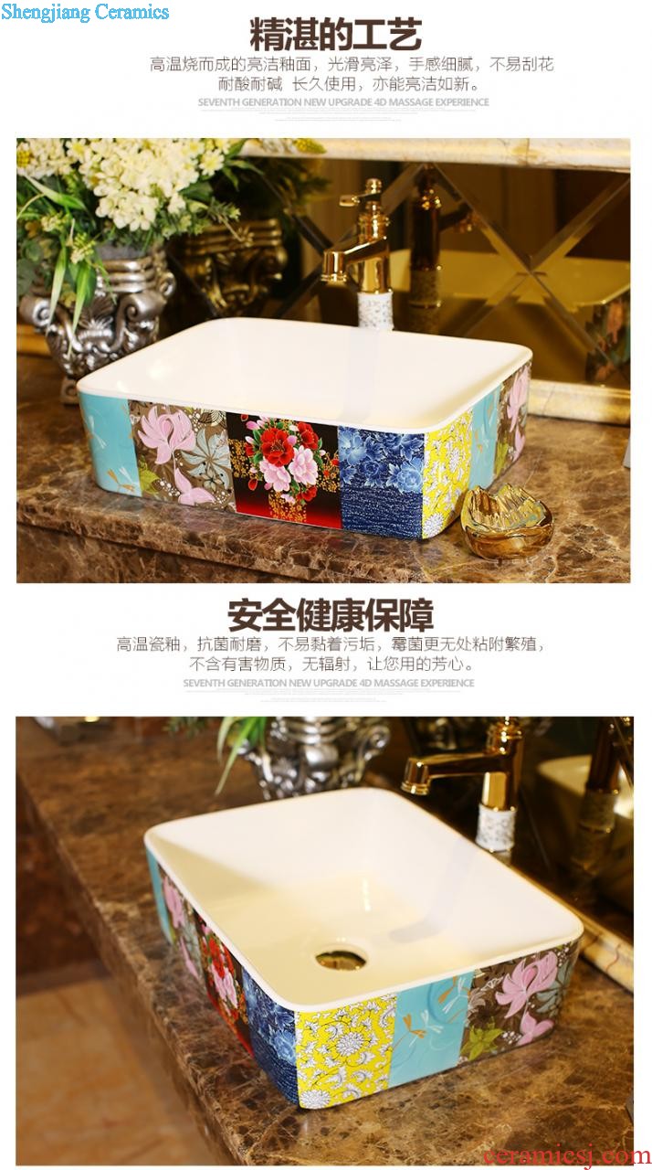 Post, neat square on the art of jingdezhen ceramic bowl lavatory sink basin peony square yellow gold