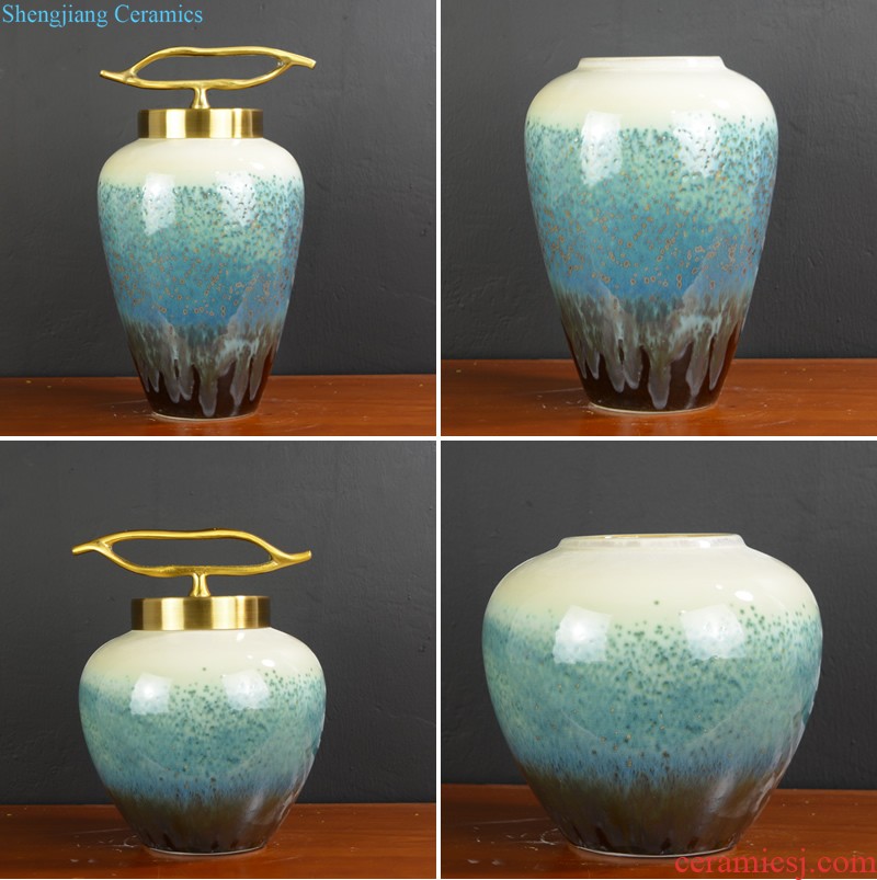 Jingdezhen ceramics kiln creative vase furnishing articles jun porcelain antique open piece of living room furniture decoration decoration