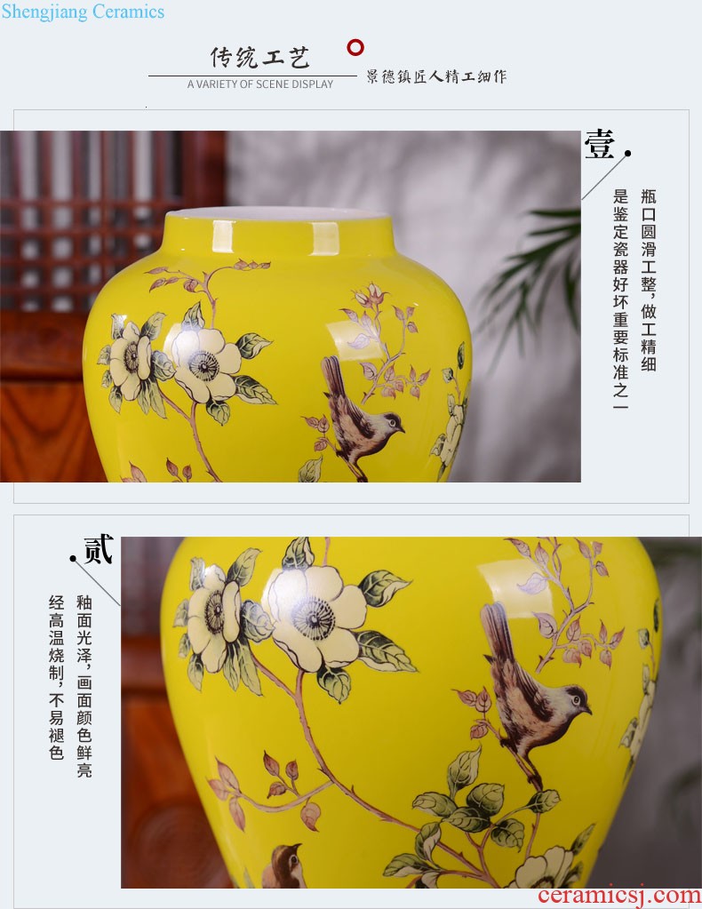 Master of jingdezhen ceramics hand-painted enamel vase means safe relief bamboo modern home sitting room adornment is placed