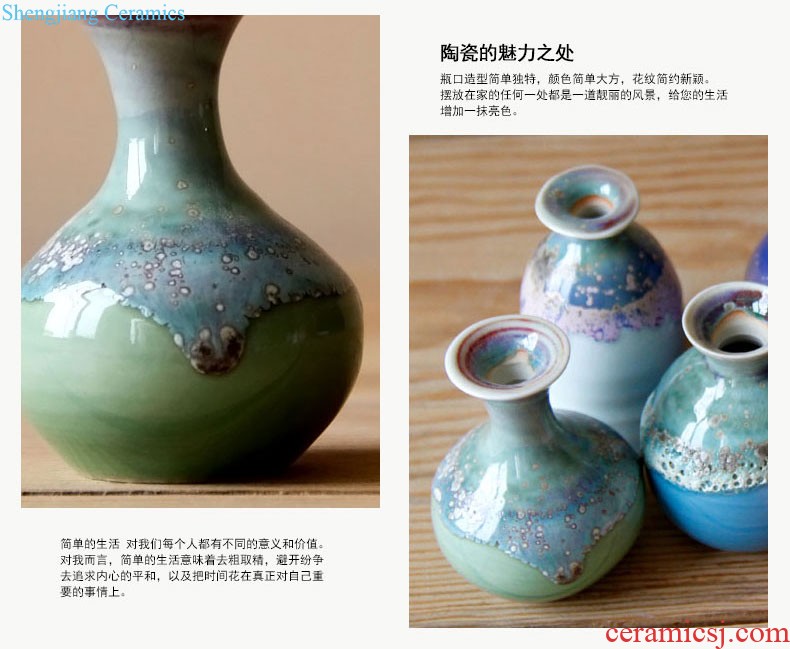 Jingdezhen porcelain pot hand-painted scenery zen model metal accessories decorative crafts vase furnishing articles sitting room