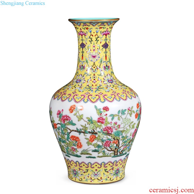 Jingdezhen ceramics imitation qing jiaqing emperor kiln enamel with the peach flowers poetry collection furnishing articles sitting room