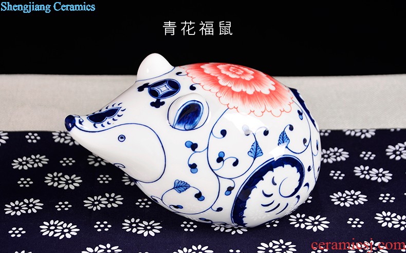 Jingdezhen ceramics of large vase antique blue-and-white youligong Chinese style porch decorate furnishing articles large living room