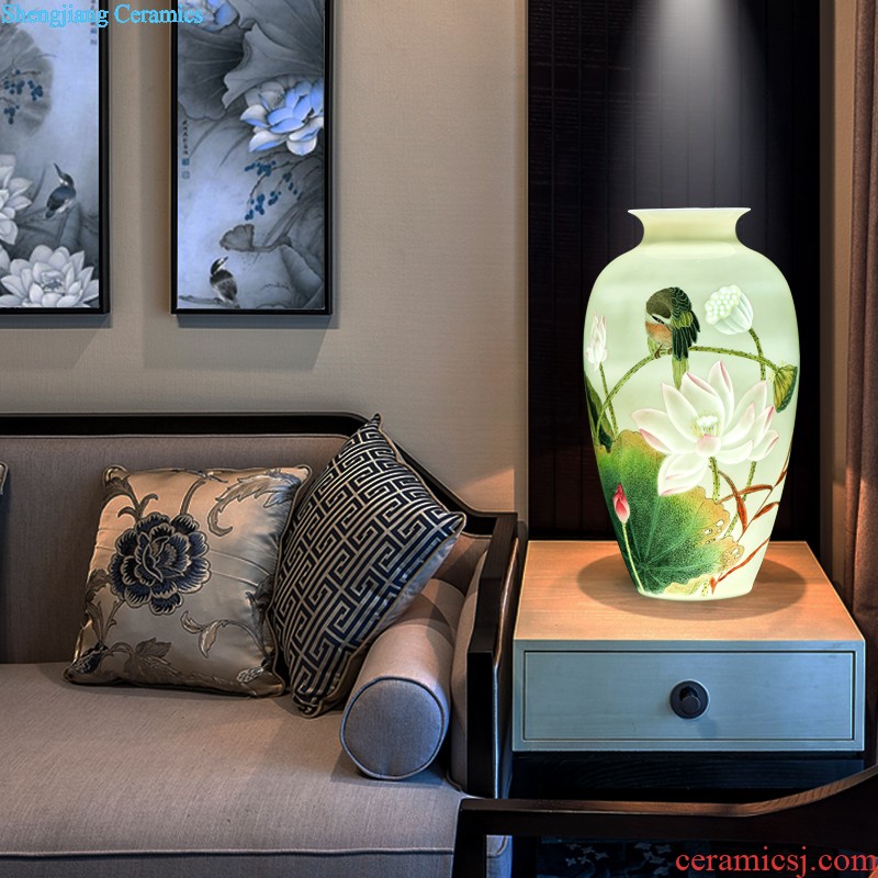 Jingdezhen ceramics from hand-painted vases, flower arrangement New Chinese style home sitting room adornment zen furnishing articles of handicraft