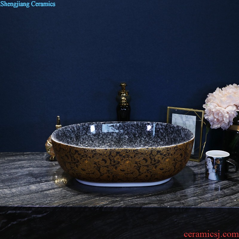 New Chinese style on the ceramic basin sink household toilet basin washing a face wash gargle oval art basin