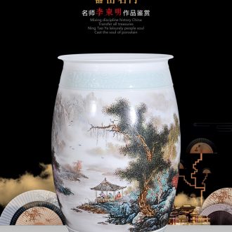 Jingdezhen ceramics landing a large vase hand-painted lotus furnishing articles villa hotel decoration crafts are sitting room