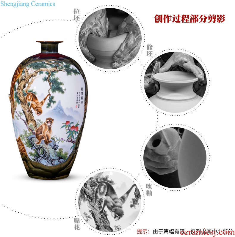 Jingdezhen ceramic manual hand-painted guest-greeting pine of large blue and white porcelain vase archaize sitting room hotel decoration furnishing articles