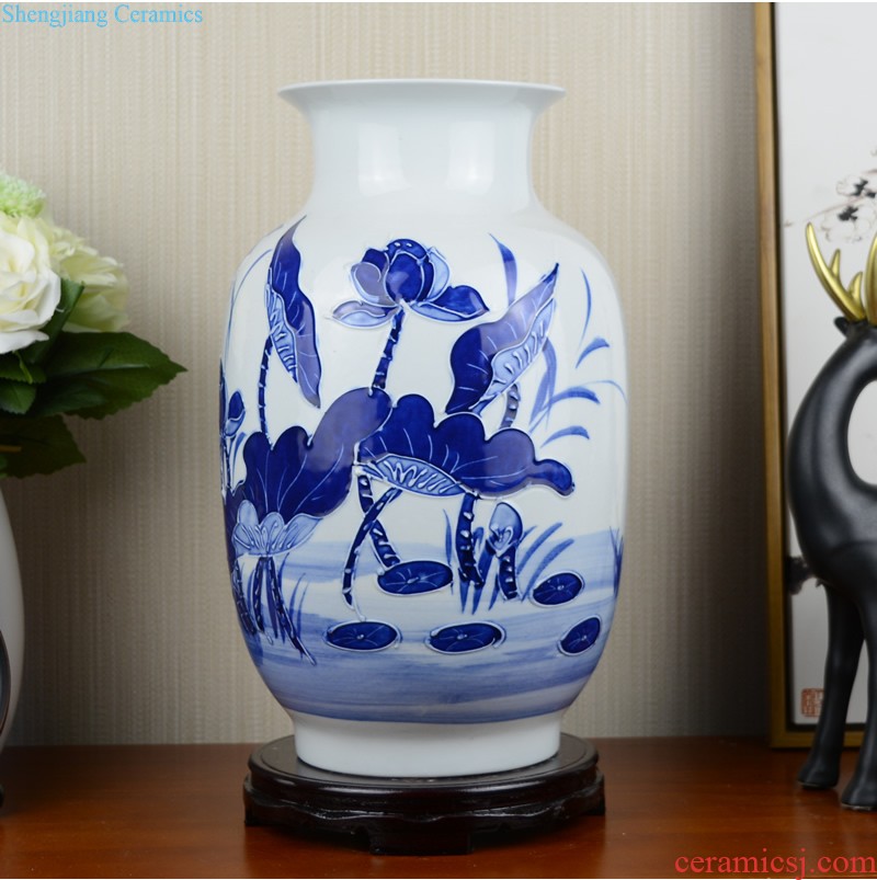 Jingdezhen ceramics fashion creative blue and white porcelain vase Color glaze porcelain child sitting room household decoration