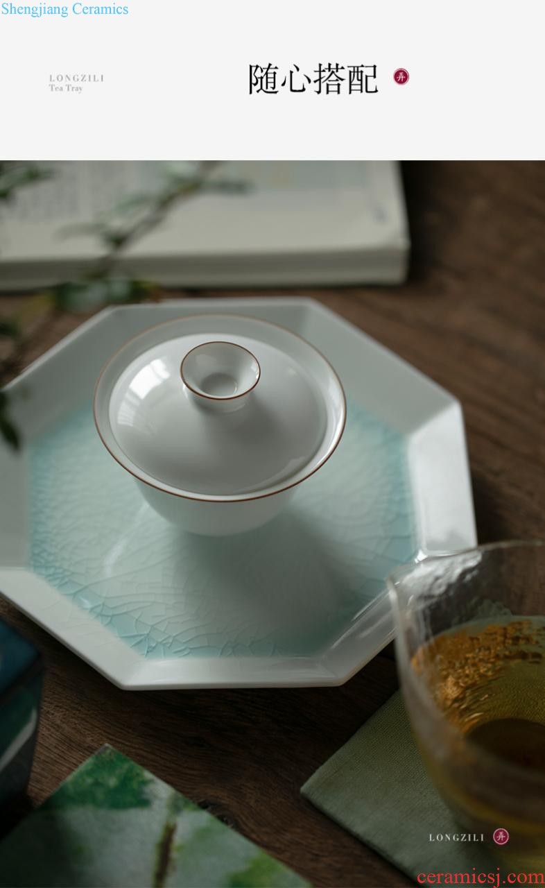 Filter tea cups separate office cup Jingdezhen ceramic tea set celadon teacup large-sized caddy gift box