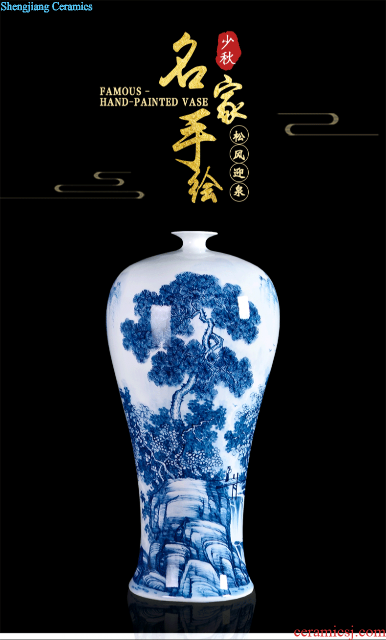 Famous master of jingdezhen ceramics hand-painted pastel landscape of large vases, Chinese style sitting room adornment is placed