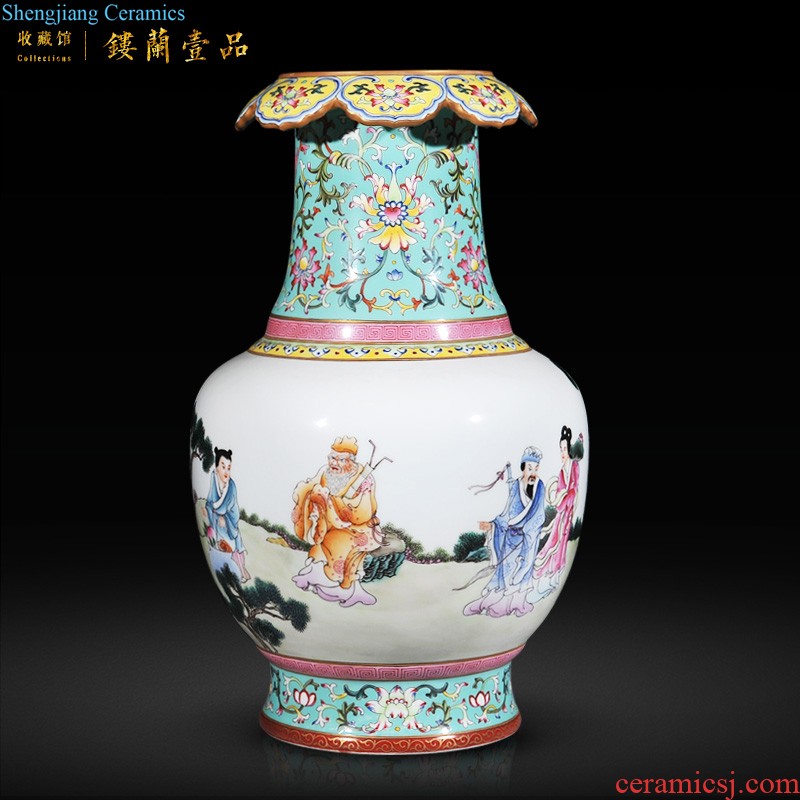 Jingdezhen imperial kiln chinaware imitation qing qianlong offering blue paint painting decorative pattern mei bottles of sitting room home decoration furnishing articles