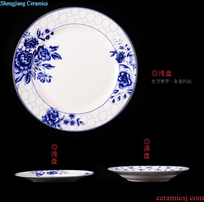 inky Jingdezhen ceramic tableware dishes suit 56 of the head of household bone bowls dish bowl chopsticks Chinese style