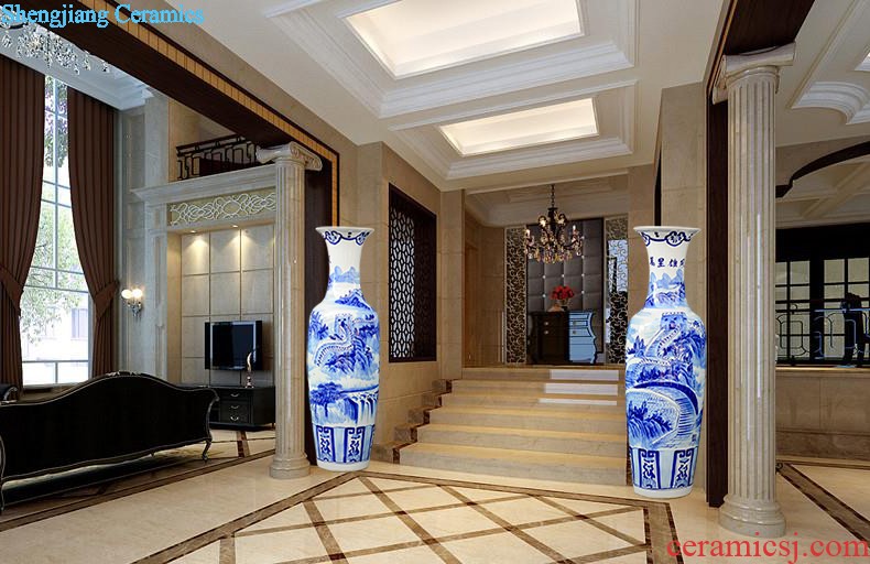 Jingdezhen ceramic floor big red golden vase modern Chinese style household hotel decoration furnishing articles large living room