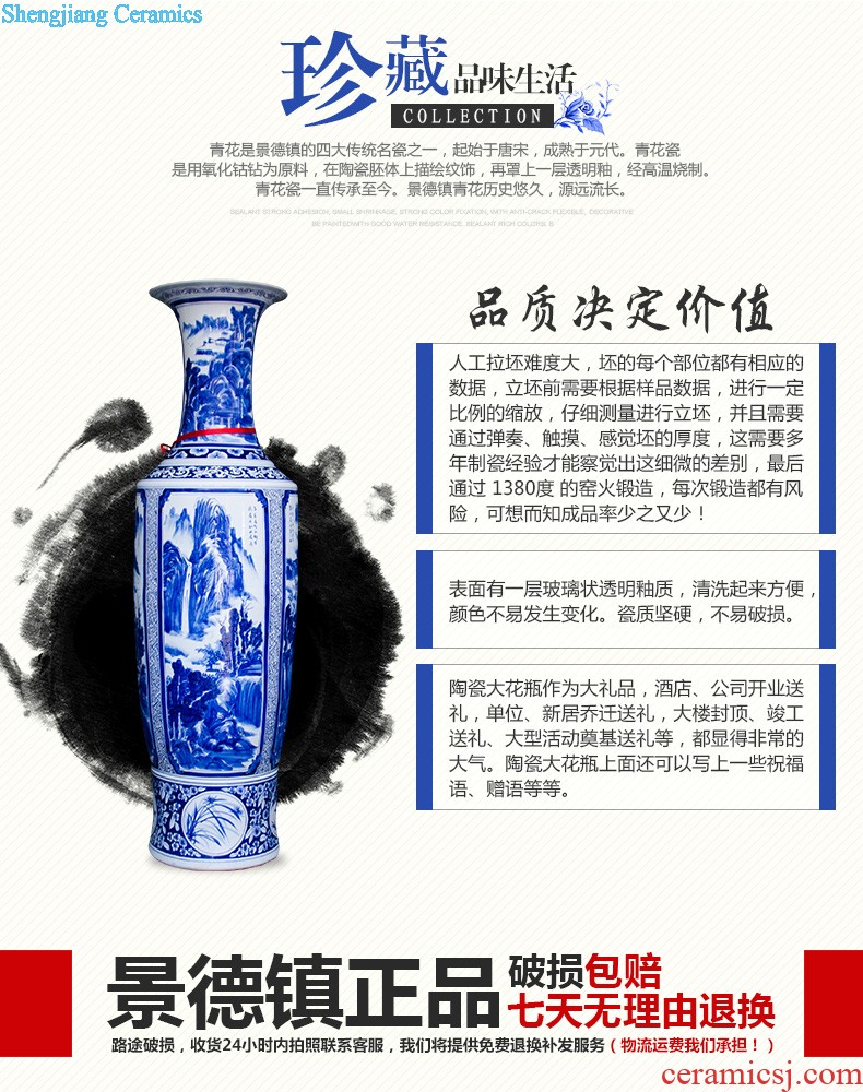 Sf62 jingdezhen ceramics of large blue and white porcelain vase carved dragon hand-painted quiver sitting room adornment is placed