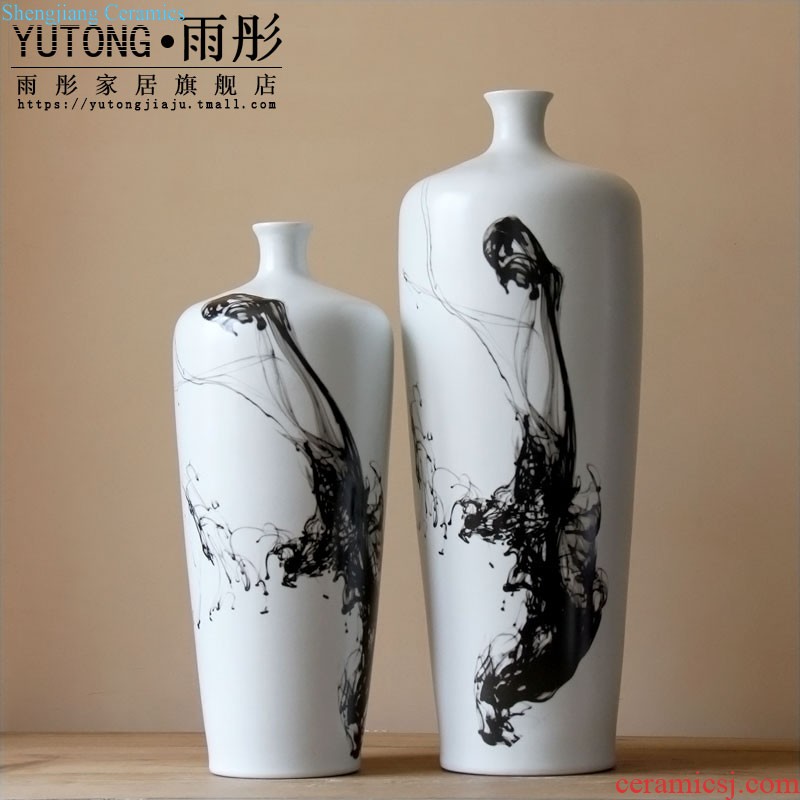 Jingdezhen ceramic furnishing articles hand-painted thick bamboo bird cover ceramic pot villa decoration floor vase