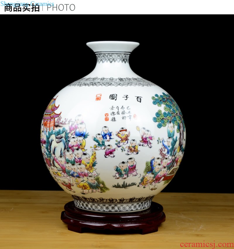 Jingdezhen ceramic pastel landscape painting big vase living room TV cabinet flower arranging hydroponic household soft adornment is placed