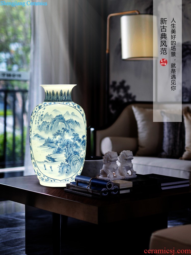 Jingdezhen ceramics famous hand-painted vases, flower arranging large blooming flowers Chinese style household handicraft furnishing articles