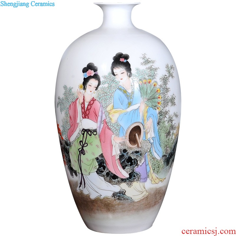 Jingdezhen ceramics vase Antique blue-and-white bound of lotus mei bottle decoration home furnishing articles in the living room