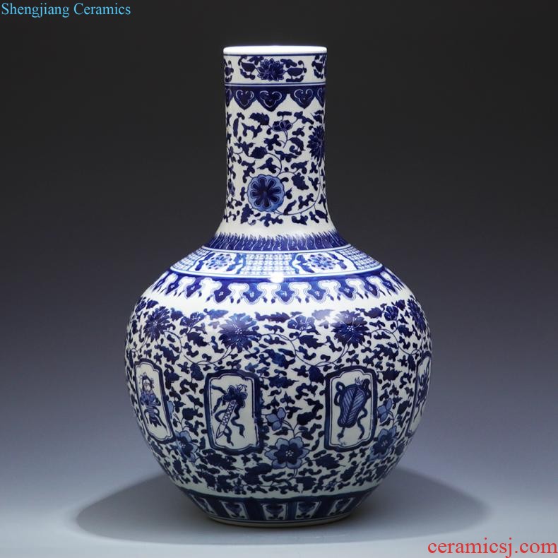 Jingdezhen ceramics pure hand-painted vases landing large full plum bottle sitting room place decorative arts and crafts