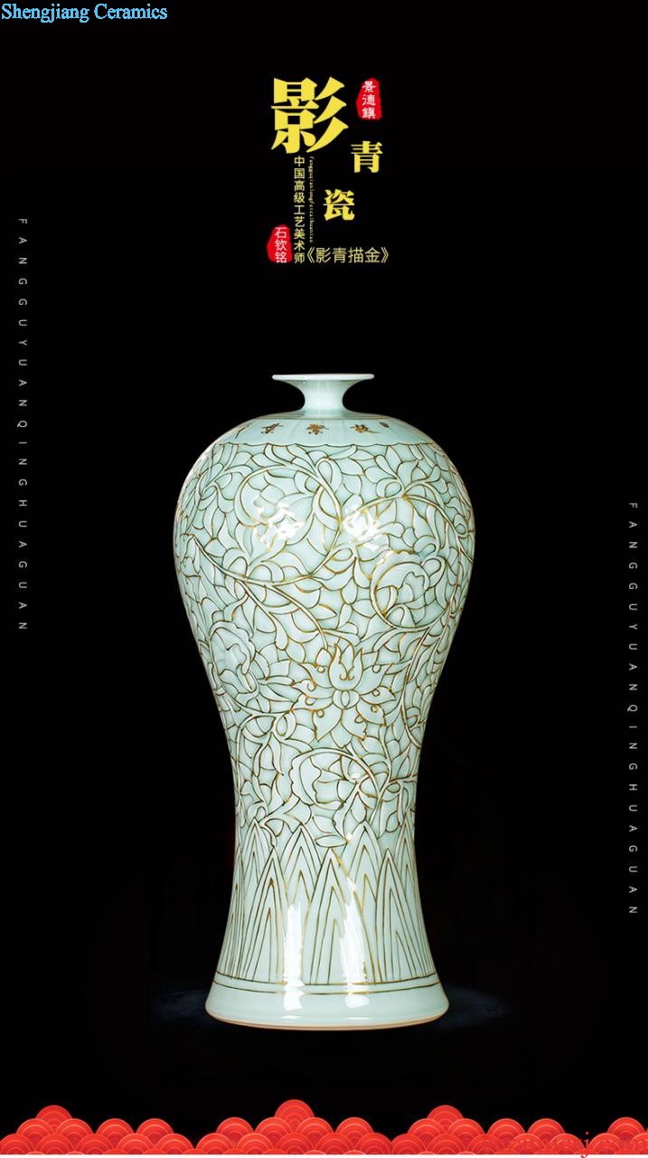 Jingdezhen ceramics hand-painted painting and calligraphy scrolls cylinder barrel large sitting room ground of blue and white porcelain vase calligraphy and painting to receive barrels