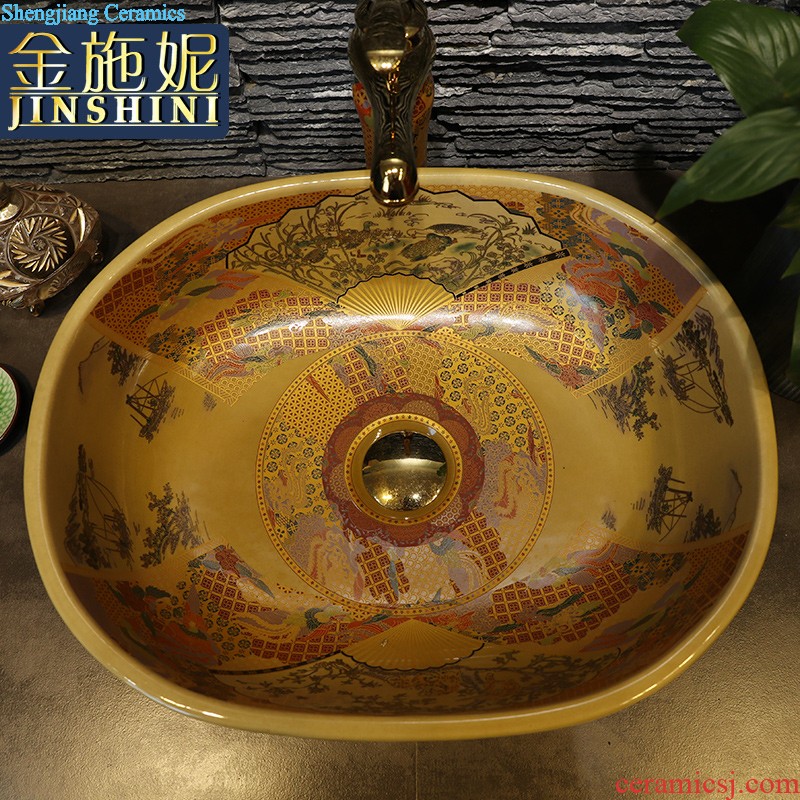 Gold cellnique home outfit lavatory round sink basin in the bathroom sink that wash a face plate ceramic basin of wash one's hands