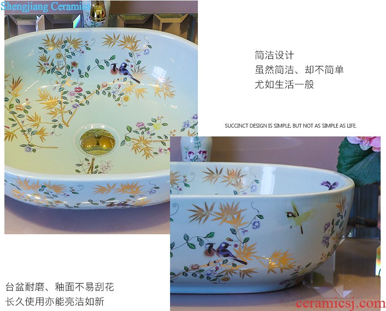 Koh larn, qi ceramic undercounter lavabo lavatory art basin of the basin that wash a face Taichung basin elliptical platinum peony