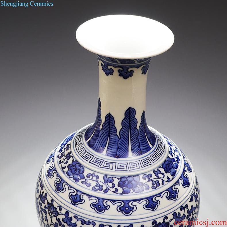 Jingdezhen ceramics new Chinese style household furnishing articles blue and white porcelain vase hand-painted landscape flower arrangement sitting room adornment