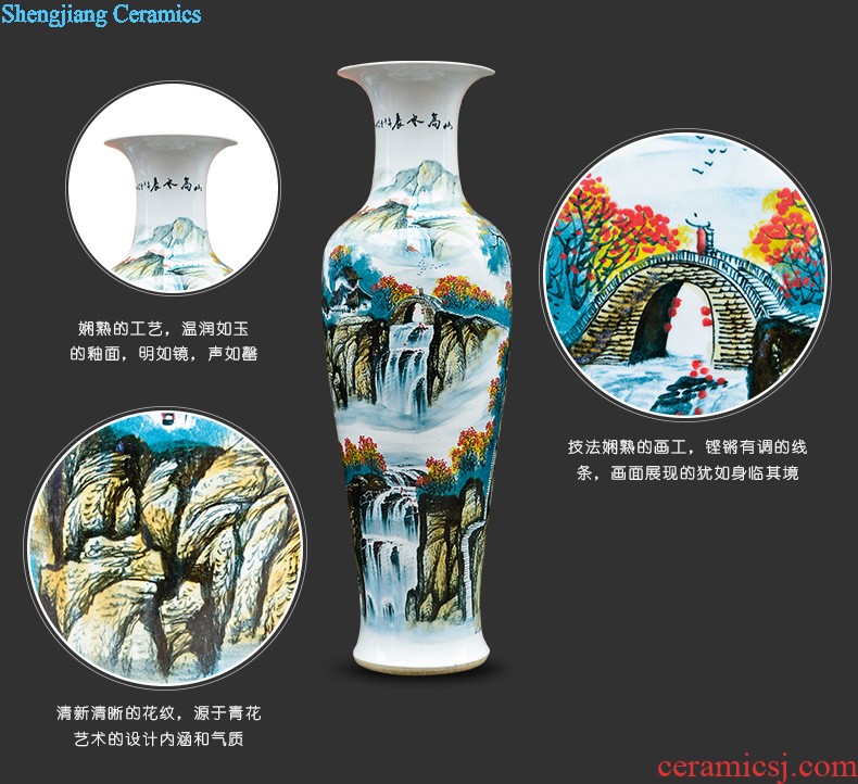 Jingdezhen ceramics hand-painted blue and white porcelain has a long history of large vases, sitting room adornment is placed for the opening gifts