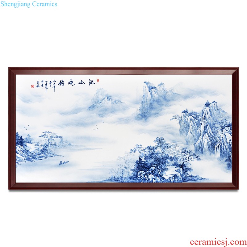 Jingdezhen ceramics hand-painted blue and white porcelain plate painting of metope of the sitting room the bedroom of new Chinese style sofa background decoration hangs a picture