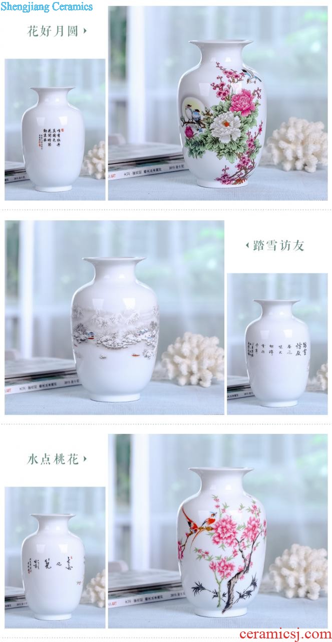 Jingdezhen ceramics vase furnishing articles Famous hand-painted scenery thin body porcelain bottle of new Chinese style living room decoration