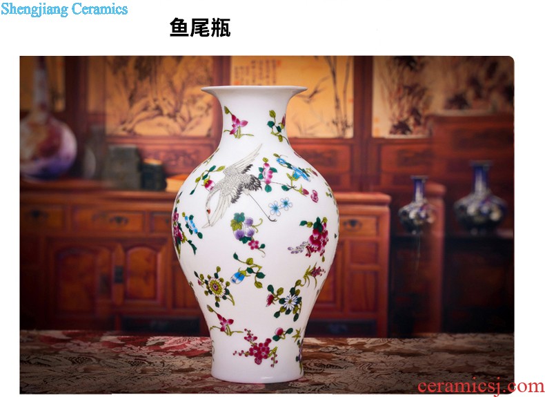 Jingdezhen ceramics antique vase hand-painted painting and calligraphy calligraphy and painting tube of classical Chinese style living room decorations study furnishing articles