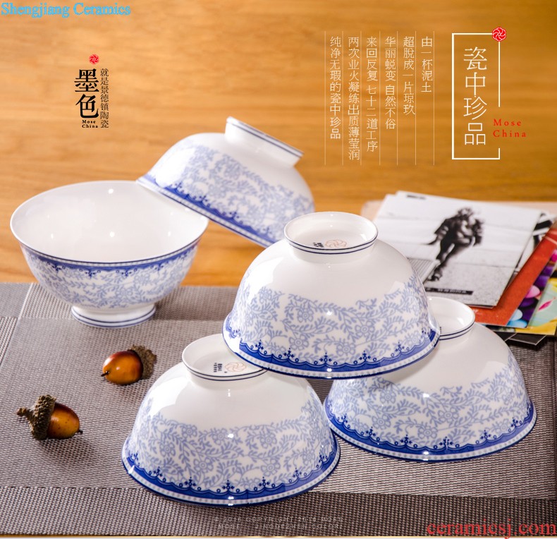 inky Jingdezhen ceramic tableware dishes suit 56 of the head of household bone bowls dish bowl chopsticks Chinese style