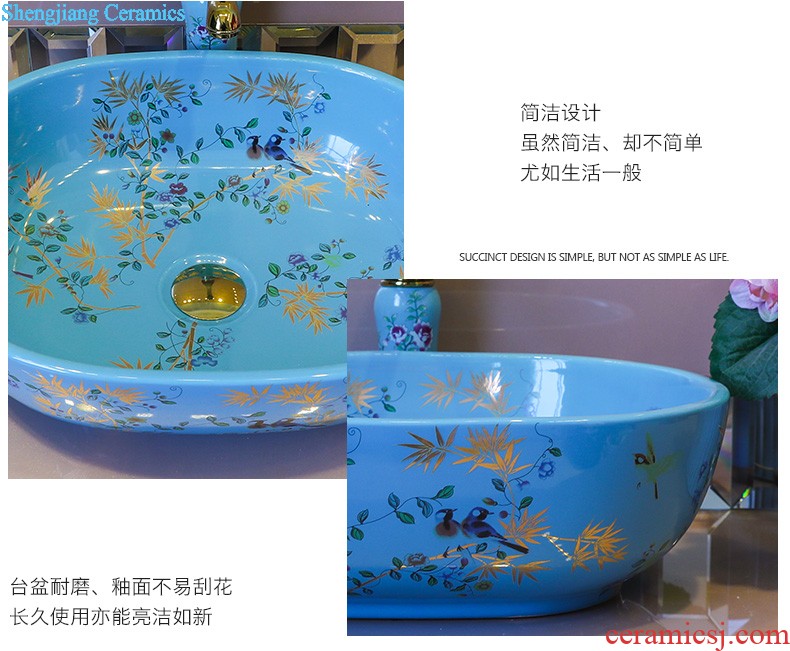 Koh larn, qi ceramic undercounter lavabo lavatory art basin of the basin that wash a face Taichung basin elliptical platinum peony