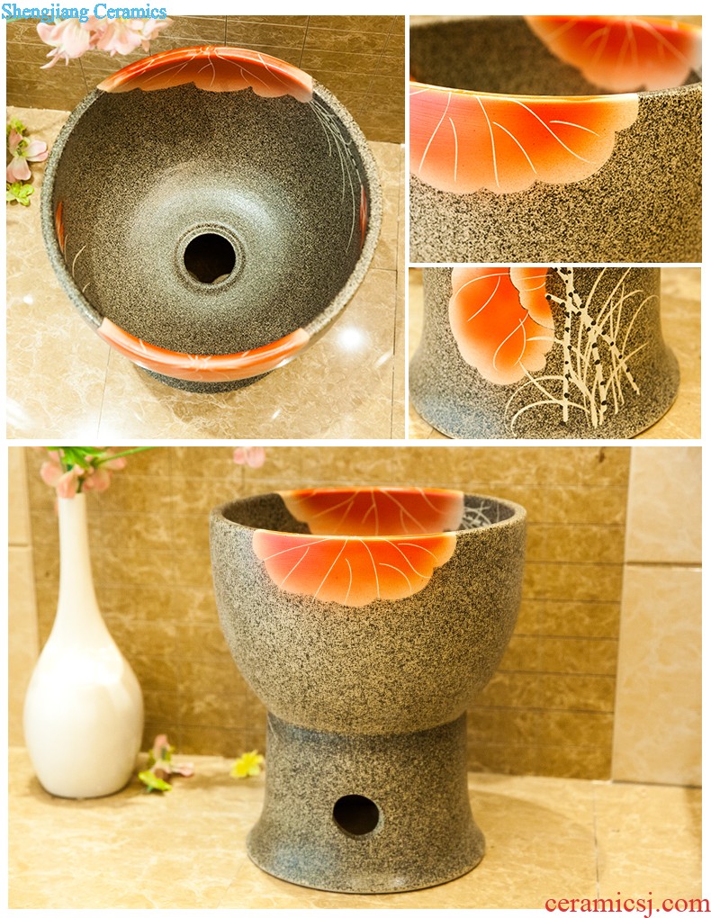 Koh larn, qi ceramic art basin mop mop pool ChiFangYuan one-piece mop pool diameter 40 cm lotus