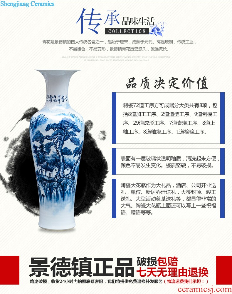 Hand-painted fruits of large vase blue and white porcelain of jingdezhen ceramics living room TV ark adornment furnishing articles