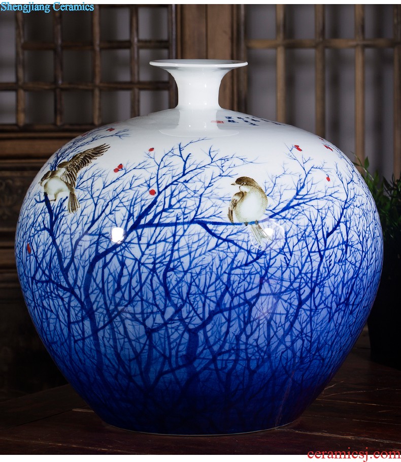 Famous master of jingdezhen ceramics hand-painted gold rat blue and white porcelain vase prosperous wealth sitting room adornment handicraft furnishing articles